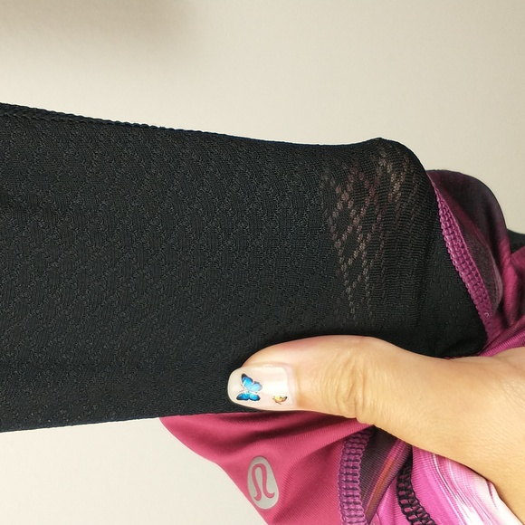 Lululemon Pace Rival Crop Leggings 2 Mesh Luxtreme Black Pigment Wind Berry - Picture 8 of 9